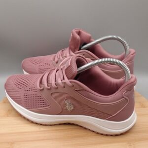 US Polo Assn Shoes Womens 8.5 Tennis Rose Pink Mesh Sneakers Lace Up GUC